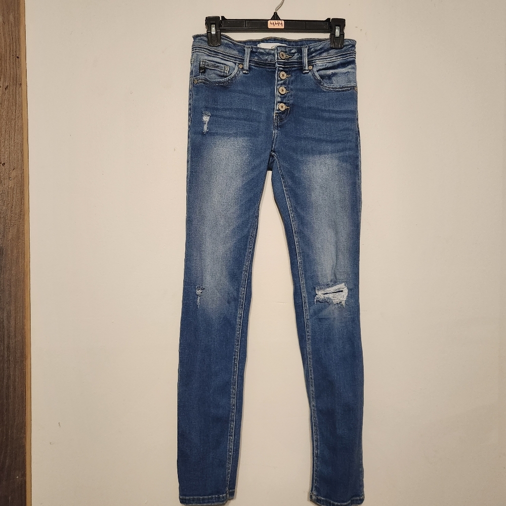 Kancan Distressed Button-Fly Jeans Size 7/27